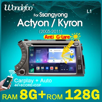 2 din автомагнитола Android 11 Bluetooth Аудио для Ssang yong Ssangyong Actyon Kyron 2005-2011 с экраном Мультимедийного плеера Carplay