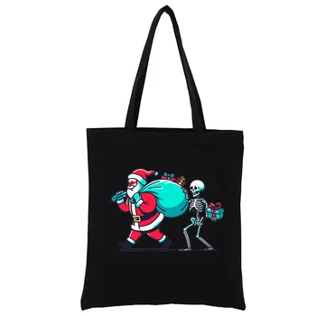 Санта-Клаус и Помощник-2 Графические Сумки Для Покупок, Забавная сумка-тоут, Женские Сумки для Женщин, Повседневные Сумки, Totebag Shopper Fashion