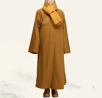УНИСЕКС буддийские монахи Шаолинь, зимняя теплая одежда, униформа для боевых искусств, костюмы настоятелей, одежда для дзен-медитации, пальто желтого цвета
