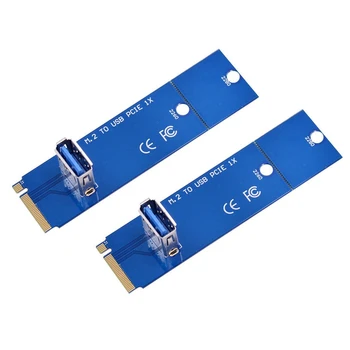2ШТ M.2 NGFF К PCI-E X16 USB3.0 Riser Card Видеокарта Адаптер Для Майнинга Bitcoin BTC Конвертер Карт