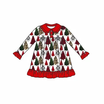 Оптовая продажа детской рождественской одежды, ночная рубашка Санта Клауса для девочек, осенне-зимняя ночная рубашка для девочек на рождественскую елку