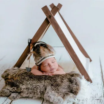 Реквизит для фотосъемки новорожденных, маленькая деревянная палатка в стиле ретро в лесу, Полнолуние, 100 дней, помощь в студии для детской фотосессии, декоративный реквизит