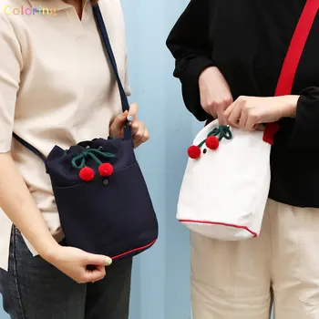 Симпатичная экологичная сумка-ведро Romane Cherry на шнурке, идеально подходящая для покупок, свиданий, путешествий, работы