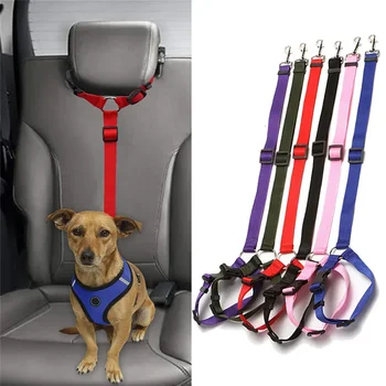 Ремень безопасности для буксировки автомобиля с домашними животными, регулируемая страховочная веревка для собак, аксессуары для шлейки для маленьких собак