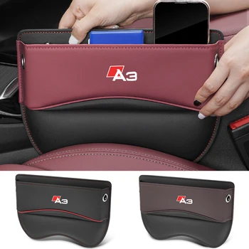 Зазор для автомобильного сиденья Ящик для хранения Органайзер Боковая сумка для сидений Зарезервированное отверстие для зарядного кабеля Автоаксессуары для Audi A3