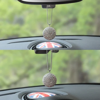 Подвеска в виде зеркала заднего вида в салоне автомобиля, Хрустальный шар с бриллиантами, Подвесное украшение для Mini Cooper R55 R56 F60 Smart Fortwo