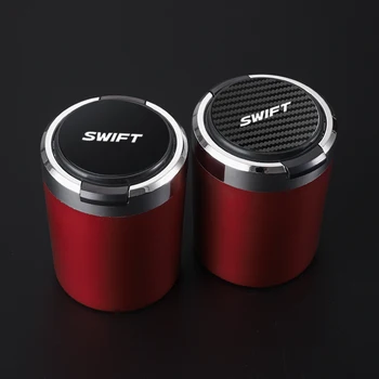 Автомобильные аксессуары, пепельница с открытой кнопкой, светодиодная Нержавеющая сталь, пластик для стайлинга автомобилей Suzuki Swift