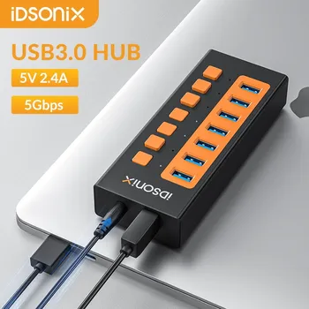 iDsonix USB 3,0 КОНЦЕНТРАТОР 7/10/16 Порты И Разъемы Тип C Док-Станция 5 Гбит/с Высокоскоростной Индивидуальный ВКЛ/ВЫКЛ USB Разветвитель Концентратор Адаптер для Ноутбука