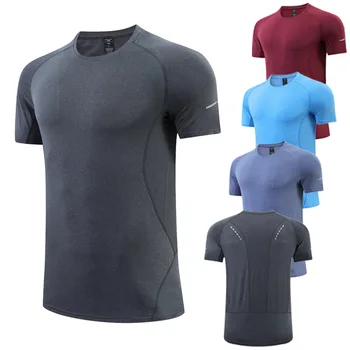 Спортивные футболки с коротким рукавом Мужские Летние Для бега, Быстросохнущие, для фитнеса, Дышащие Тренировочные футболки, Повседневные топы для тренировок, Бодибилдинг