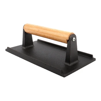 Кухонный пресс для бекона и гриля, тяжелая чугунная гиря для стейка с деревянной ручкой