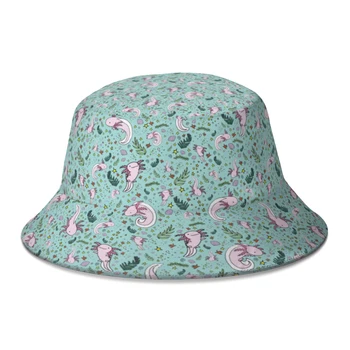 Аксолотль, рыбацкие шляпы, женская мужская модная мультяшная весенняя панама, походные кепки, защита от солнца