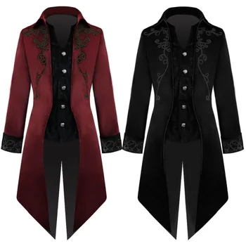 Винтажное пальто эпохи Возрождения для мужчин, одежда в стиле стимпанк, готический костюм для косплея, Смокинг, Карнавальное вечернее платье, средневековая куртка