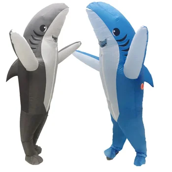 Надувные костюмы для взрослых Blue Sharks На Хэллоуин Аниме Косплей Костюм Морская Рыба Серая Акула Талисман Необычной вечеринки Ролевая игра Disfraz