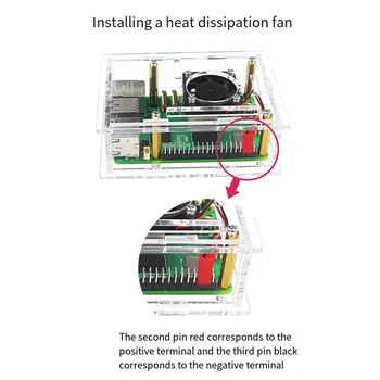 Для Raspberry Pi 5 Акриловый корпус + охлаждающий вентилятор + Медно-алюминиевый радиатор Прозрачный корпус Защитный чехол для Pi 5