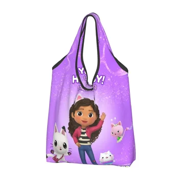 Изготовленная на заказ сумка для покупок в кукольном домике Gabbys, женская портативная сумка для покупок большой емкости, Мультяшные аниме сумки для покупок Gabby Cat