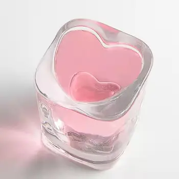 Прозрачная чашка в форме сердца В форме любви, Квадратная, толстая, Квадратная, толстая, в форме сердца, в форме сердца, тяжелая
