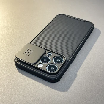 Роскошная Защита Объектива Слайд-камеры, Полное Покрытие для iPhone 15 14 Pro 11 12 13 Max Plus, Чехлы для Беспроводной Зарядки MagSafe