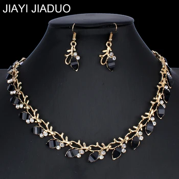 Jiayijiaduo Новое классическое черное ожерелье, Серьги, ювелирный набор, Гламурное женское платье, аксессуары, прямая поставка NE + EA