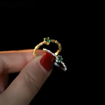 Серебряное Зеленое Тонкое кольцо для женщин, Модное Изысканное Регулируемое кольцо Promise, Винтажные Аксессуары, Подарок для вечеринки Оптом