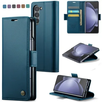 Для Funda Samsung Z Fold 5 Чехол-Книжка В Деловом Стиле, Откидная Кожаная Магнитная Подставка, Держатель Для Карт, Чехол-Бумажник для Galaxy Z Fold4