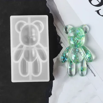 Кристаллические эпоксидные формы для медведей DIY Изготовление ювелирных изделий Силиконовый Медведь Вечерние Инструменты для изготовления ювелирных изделий Праздничный Кулон Подарок