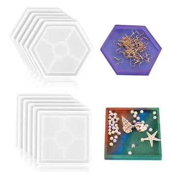 Набор геометрических шестиугольников, изготовленный из силикагеля и эпоксидной смолы, можно использовать для хранения подставок и украшений ручной работы