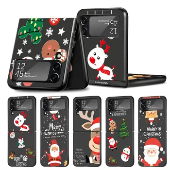 Рождественская Кукла Олень Тонкий Складной Чехол для Samsung Galaxy Z Flip3 Flip 4 Flip5 5G Flip 3 Чехол Для Мобильного Телефона Funda