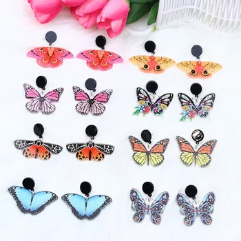Винтажные креативные Красочные Милые бабочки С подвесками, висячие серьги, Женские Милые животные, Насекомые, Акриловые серьги для женщин, ювелирные изделия