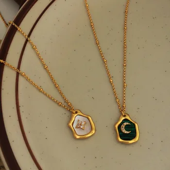Неправильный геометрический кулон в виде ракушки, ожерелье с особым характером, женский стиль, латунь с позолотой, модные украшения для женщин