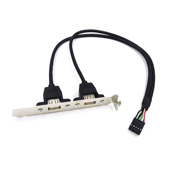 9Pin к Двойной Перегородке USB2.0 Удлинительный PCI-Кабель Высокоскоростной 2x USB 2.0 Кронштейн Расширения Задней Панели для Материнской Платы ПК 184A