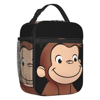 Curious George Books Термоизолированные сумки для ланча Женская Коричневая обезьянка Переносная сумка для ланча для школы Коробка для хранения продуктов на открытом воздухе