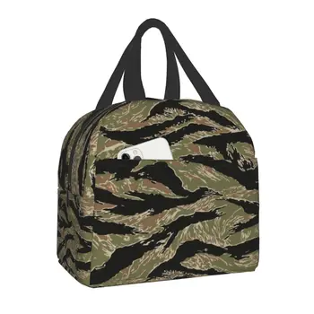 Камуфляжная сумка для ланча в тигровую полоску для женщин, Многоразовый военный камуфляж, термохолодильник, сумки для ланча для пикника