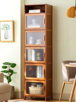 Современный и простой книжный шкаф с дверцей, пылезащитный решетчатый шкаф, комбинированный вертикальный шкаф, узкий шкаф, шкаф для хранения