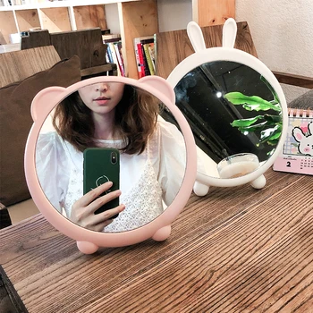 Зеркало в корейском стиле Kawaii Маленький Розовый кармашек для макияжа для девочек Милое Настольное Туалетное зеркало Эстетического качества Espejo Room Decorarion