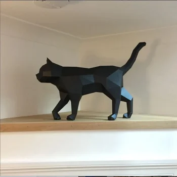 3D PaperCraft DIY Бумажная модель Ходячая кошка Скульптура Украшение дома Пазлы Модели животных Оригами Подарки Игрушки для взрослых Жизнь