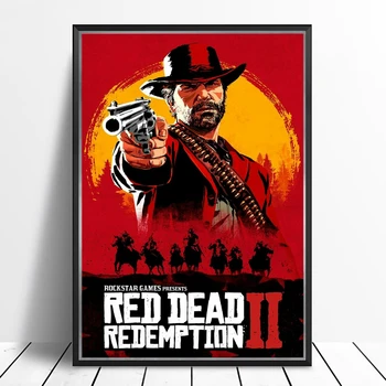 Видеоигра Red Dead Redemption 2 Холст, плакат, настенная живопись для дома, украшение (без рамки)