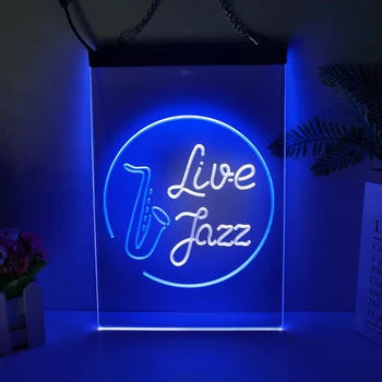 Комната живой джазовой музыки светодиодная неоновая вывеска Домашний декор Новогодняя стена Свадебная спальня 3D ночник 2 Цветной дисплей