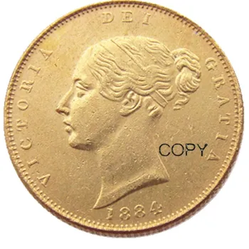 Великобритания 1884 P / S Золотая Монета С Молодой Головой Королевы Виктории, Очень Редкая Монета-копия с Полсоверена