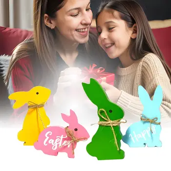 Пасхальный Кролик Деревянные Таблички Happy Easter Rabbit Декоративные для Домашней Книжной Полки