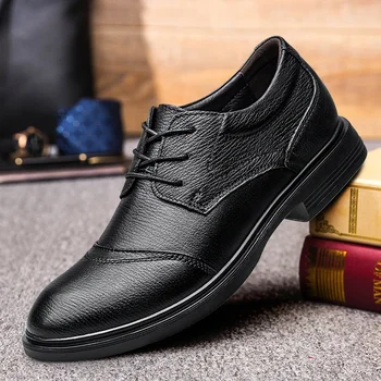 Негабаритная мужская обувь из натуральной кожи, деловая одежда, повседневная обувь в британской моде, мужские удобные дышащие свадебные туфли