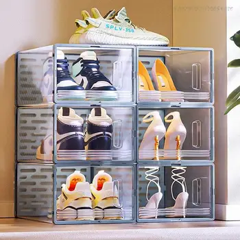 Корейский 6шт, Прозрачная Коробка для обуви, Домашняя обувь для гостиной, Высокие каблуки, Фигурная Модель, Коробка для хранения, Обувной шкаф, Стойка для обуви