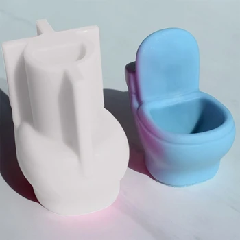 Форма для Туалета Ароматизированная Силиконовая Свеча Плесень DIY Украшение Сочный Цветочный Горшок Плесень 3D Ручной Работы-Форма Для Мыла Гипсовый Орнамент 87HA