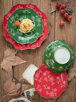 Японский набор чаш и тарелок, керамическая миска для фруктового салата, домашняя обеденная тарелка, креативная посуда для отеля с ручной росписью в виде цветущей вишни