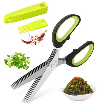 Многослойные ножницы из нержавеющей стали для приготовления специй, трав и умывальников Cut Tool Cut 5-Слойные ножницы из нержавеющей стали для резки овощей и мяса