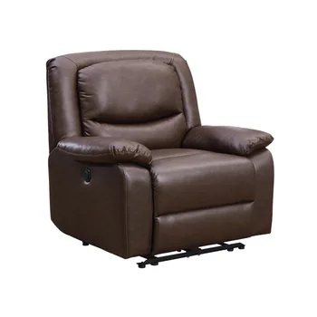 Кресло с кнопочным приводом с глубокими подушками для тела, коричневая обивка из искусственной кожи, мебель для гостиной, мебель для дома