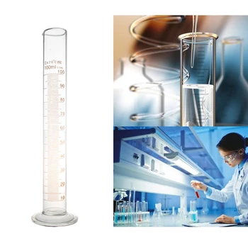 100 мл Стеклянная градуированная цилиндрическая измерительная Одинарная метрическая шкала Совместима с химической лабораторией Home Au18 21 Прямая поставка