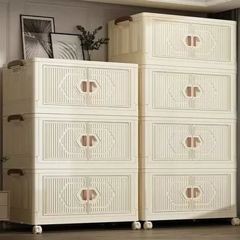Складной Портативный шкаф для хранения Бытовой Большой емкости, Штабелируемый Сортировочный шкаф, Ящики для хранения, коробка-органайзер с двойными дверцами, открытая коробка-органайзер