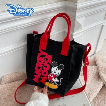 Повседневная холщовая сумка Disney Mickey в стиле ретро большой емкости, женские сумки, сумка для покупок, сумка для продуктов, школьная сумка для средней школы