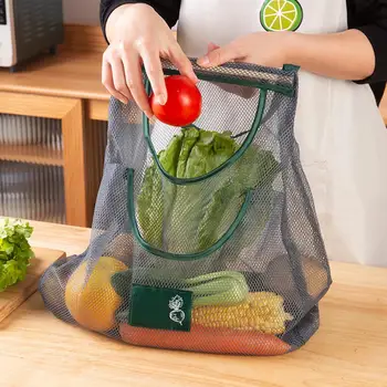 Кухонная сумка для хранения Практичная хлопчатобумажная льняная подвесная сетчатая сумка для хранения фруктов и овощей, сетчатая сумка для хранения товаров для дома