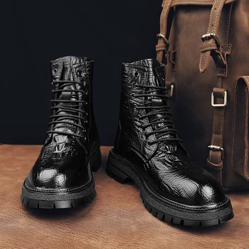 Ковбойские кожаные ботинки Martin на молнии в стиле ретро с круглым носком, рабочие, черные мотоциклетные ботинки в британском стиле, классические ботинки